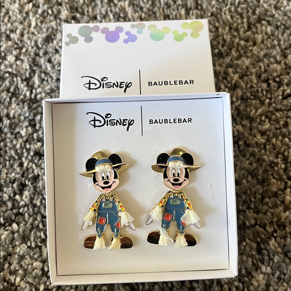 Disney X Baublebar Mickey Mouse Scarecrow Farm Costume Dangle Earrings Fall